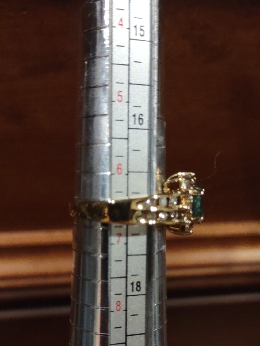 Emerald And Natural Diamond Halo Ring with Diamond Accents 14kt Yellow Gold - Picture 11 of 11